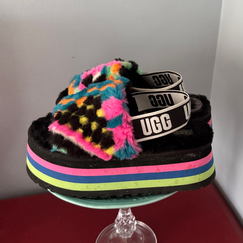 UGG Kids' Colorful Fluffy Slippers - Picture 2 of 7